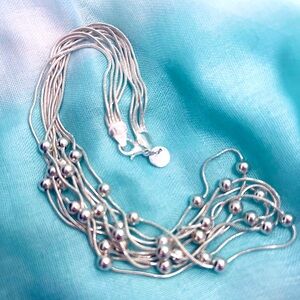 Silver 5 strand station necklace 925